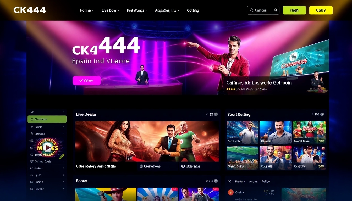 CK 444 online gaming platform featuring live casino, slots, and sports betting with immersive visuals for Bangladeshi players