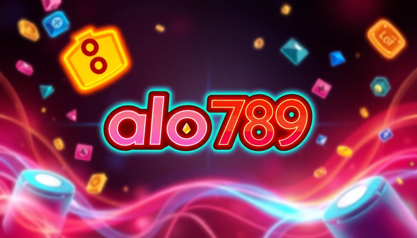 Alo789 branding with colorful gambling chips and betting symbols, showcasing an engaging online gaming environment.