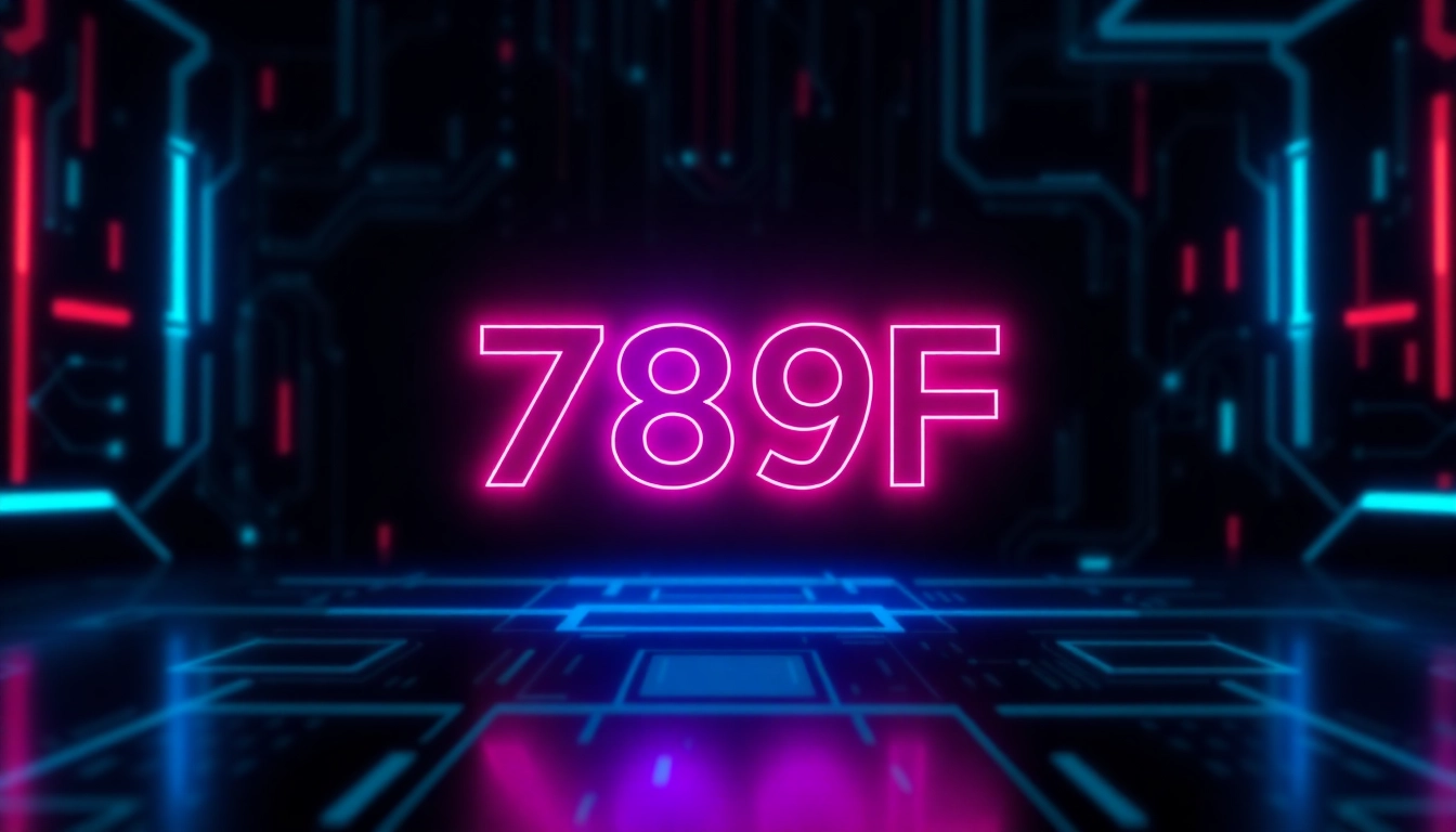789F logo displayed on a high-tech screen, emphasizing digital innovation and brand identity for online platforms.