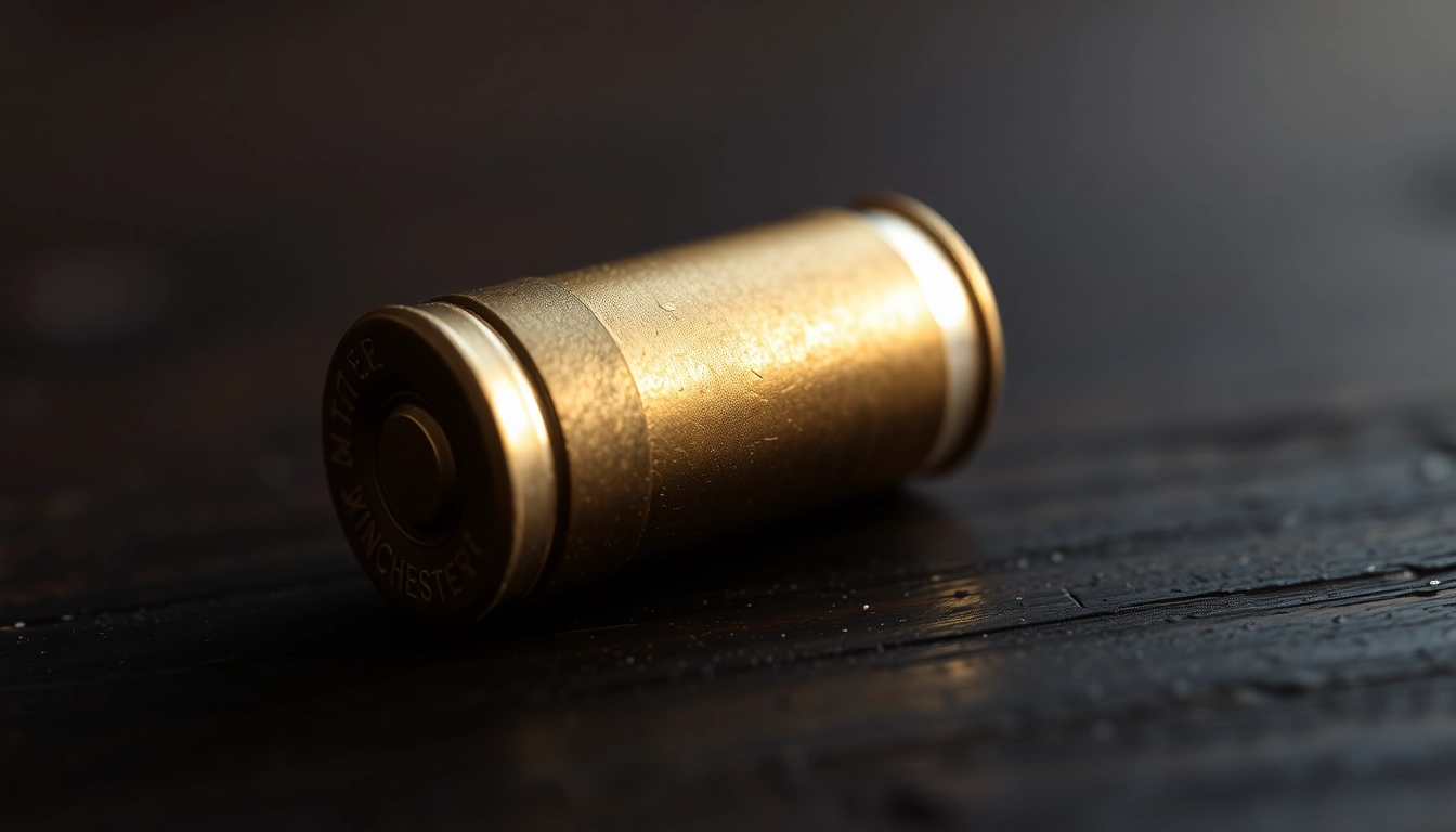 The 32WIN cartridge showcased in detail, highlighting its craftsmanship and vintage appeal, perfect for firearm enthusiasts.