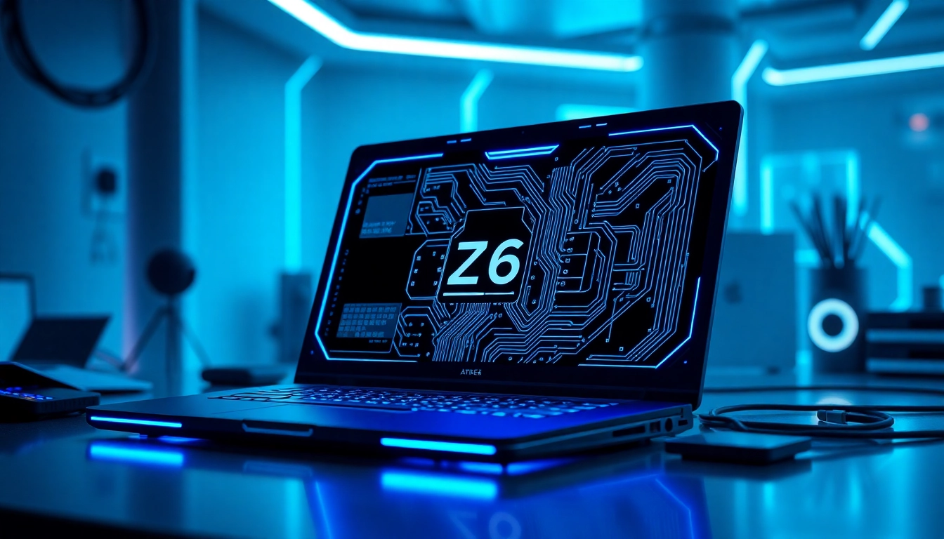 Advanced Z16 laptop with high-performance features shown on a sleek desk, emphasizing