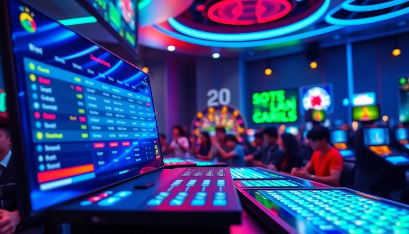 Digital sportsbook and casino platform with vibrant betting interface and energetic atmosphere