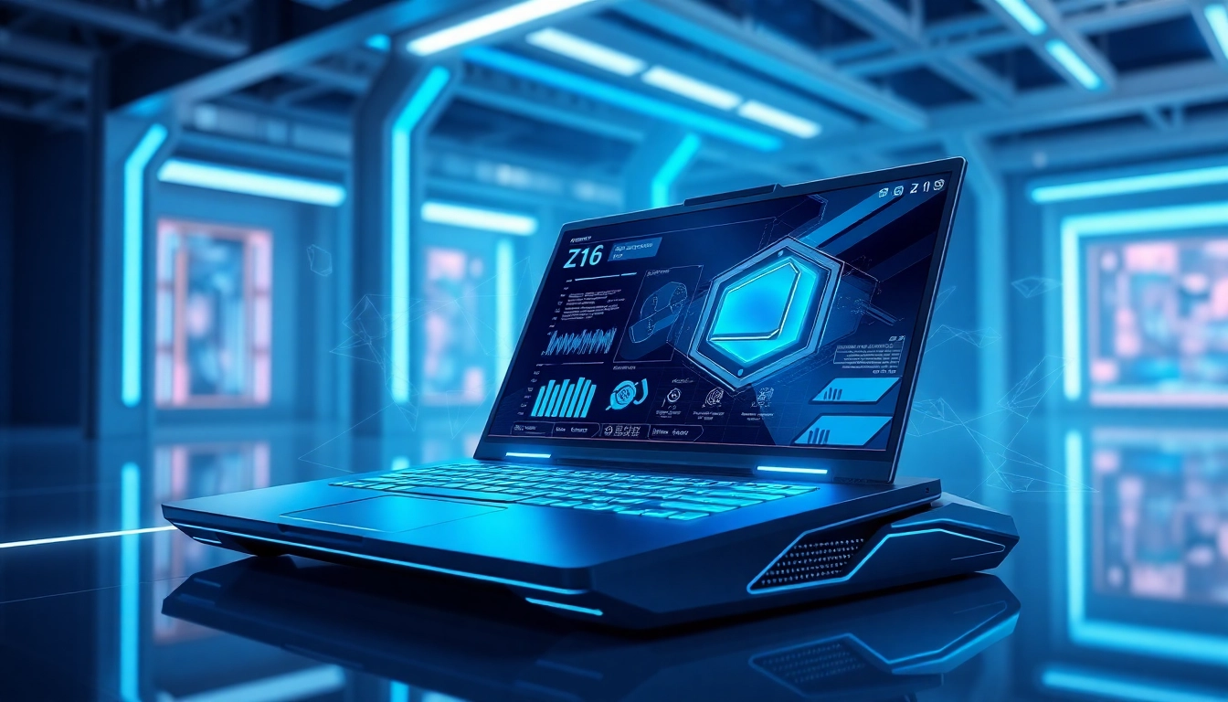 High-performance Z16 laptop showcased with sleek design and advanced feature highlights, ideal for professionals seeking powerful computing.