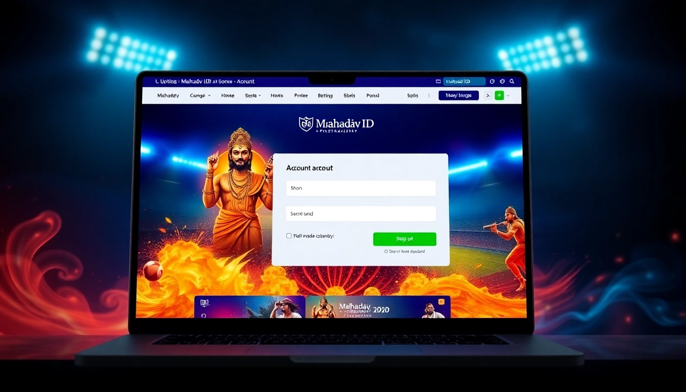 Mahadev ID login interface, emphasizing ease of access and secure betting platform for users in India, with a focus on online betting features and vibrant design elements