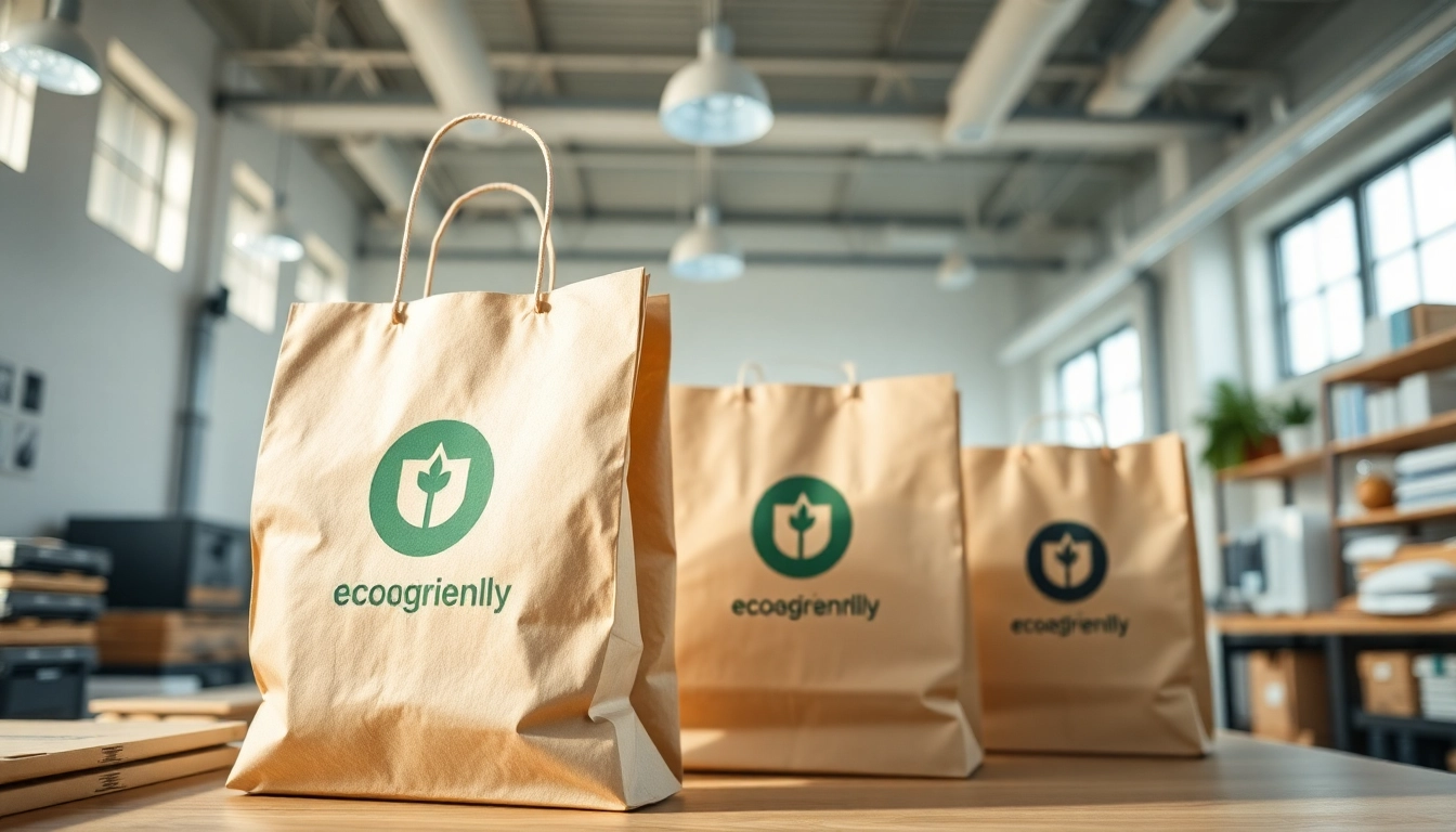High-quality torba papierowa with custom print being filled with eco friendly products in a
