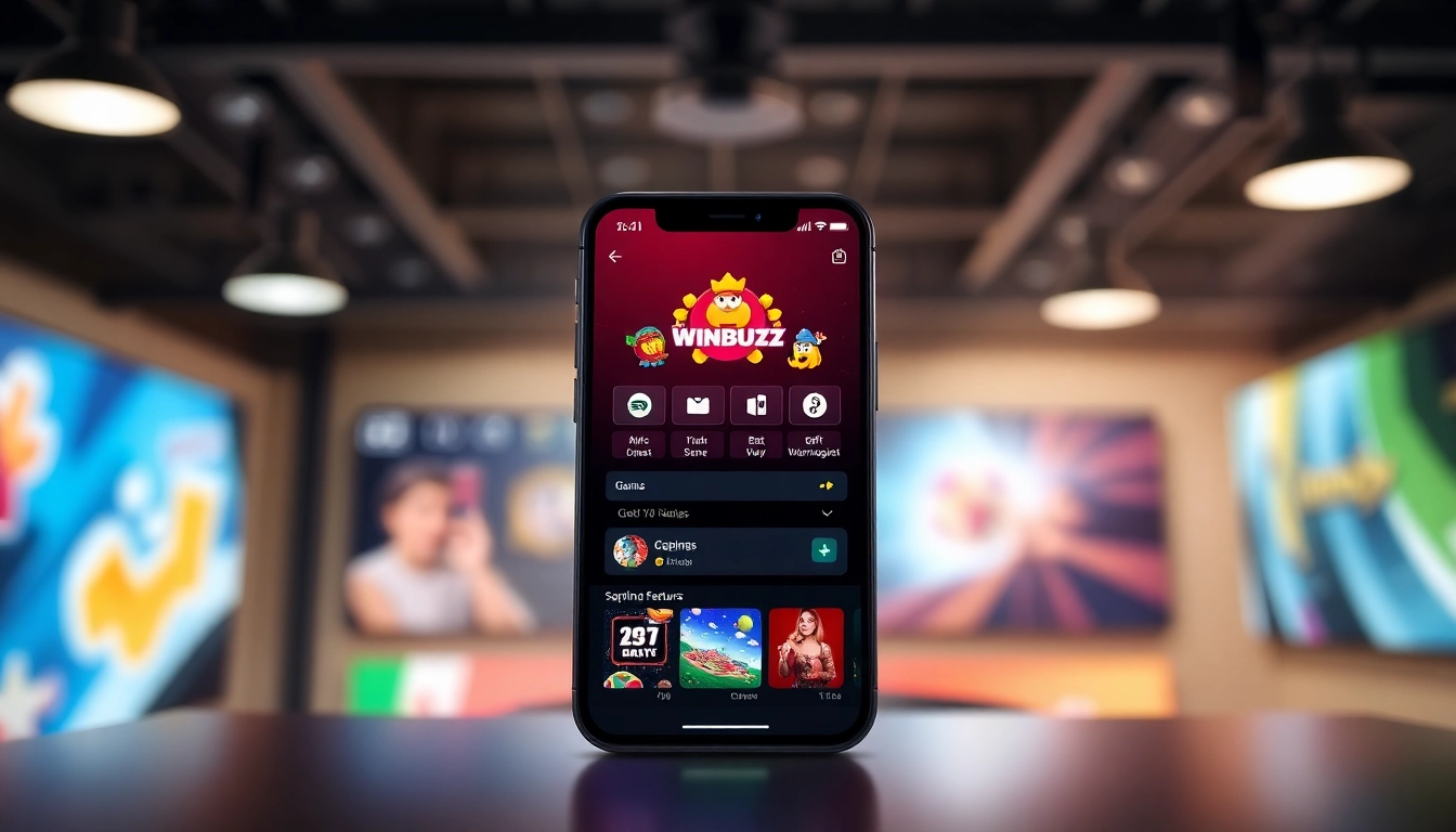 The Winbuzz App platform displaying popular betting games and user dashboard, highlighting