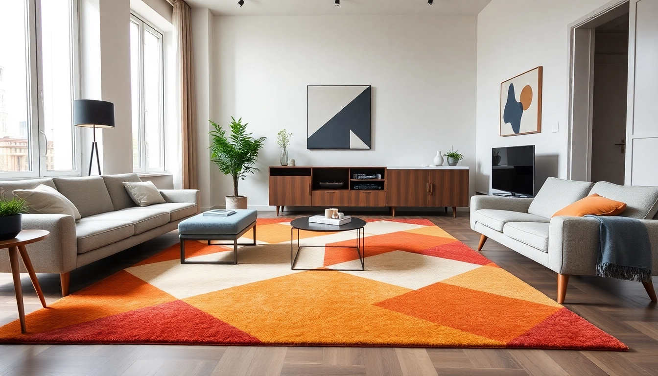 Stylish living space with vibrant tappeti moderni Milano adding contemporary elegance and