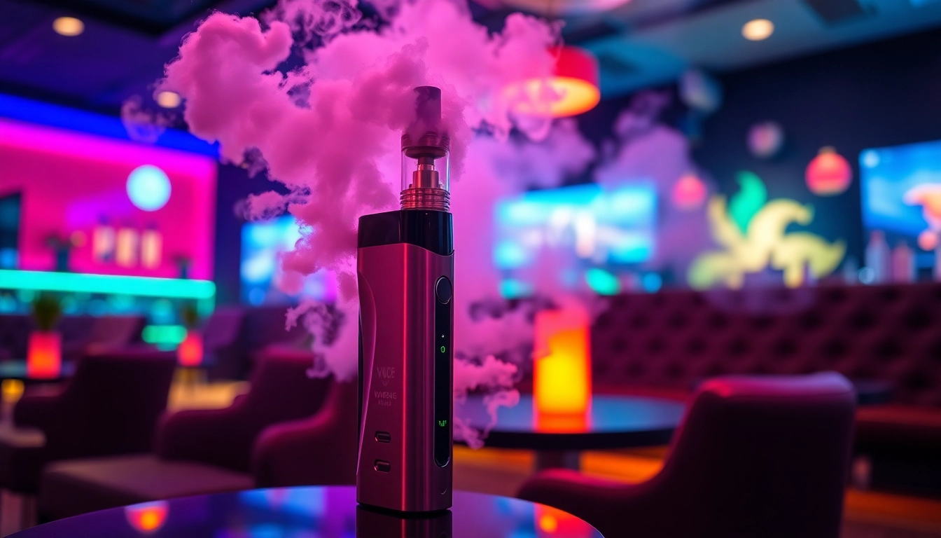 An e-cigarette device emitting vapor with colorful LED accents, highlighting modern design and